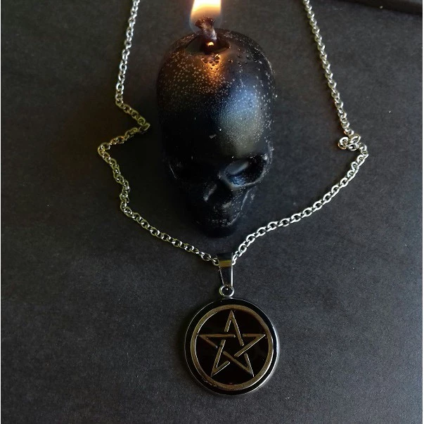 Colar Pentagrama Aço Inoxidável Wicca Magia Bruxo