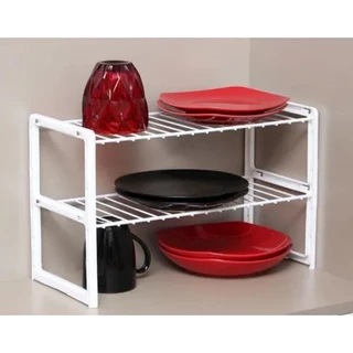 Rack 2 Andares Organizar Objetos Armário Lavanderia Prateleira Branco