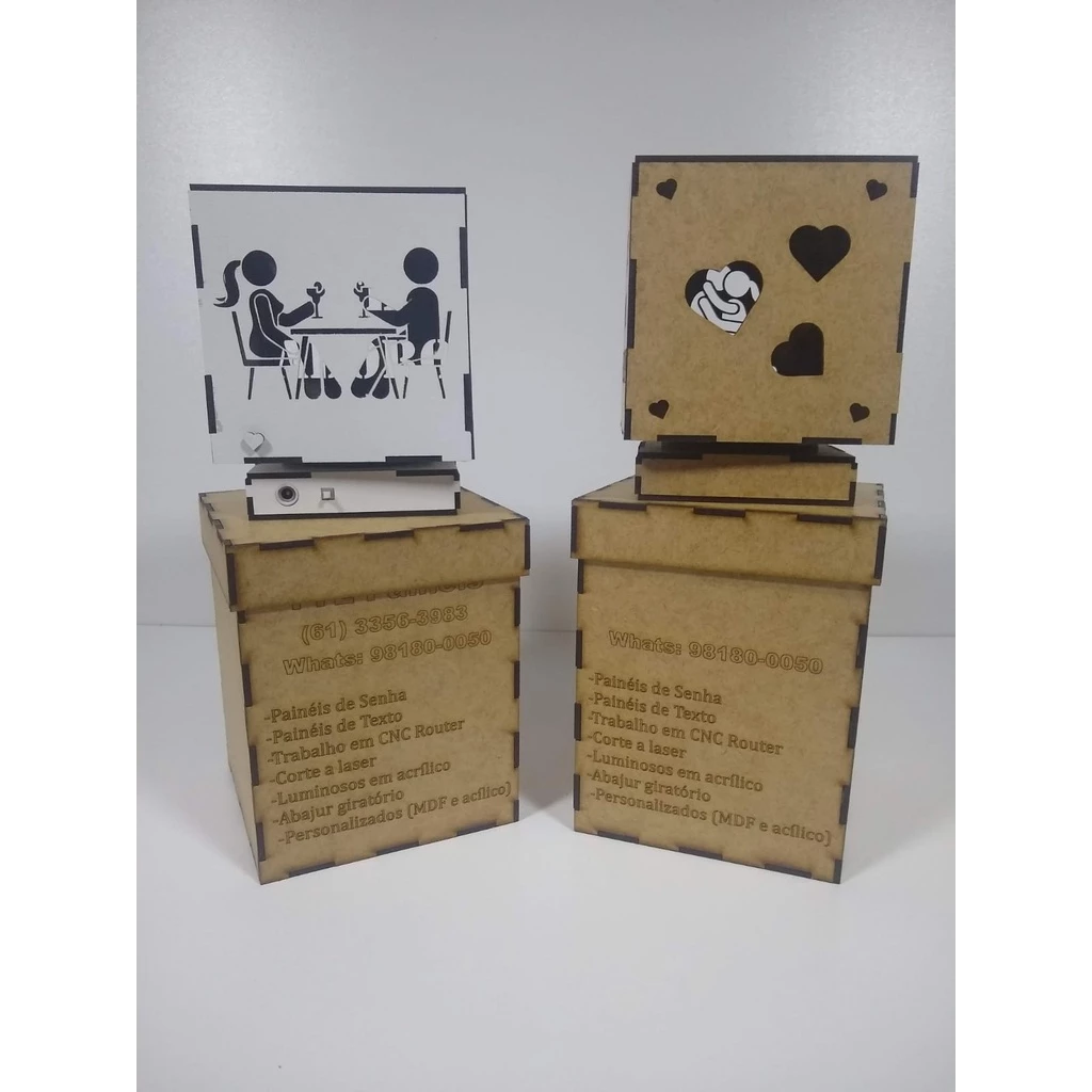 Presente dia dos namorados luminária personalizada dos 4 lados