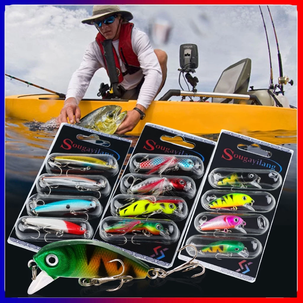 Kit de 4 Iscas Artificiais Wobbler Sougayilang