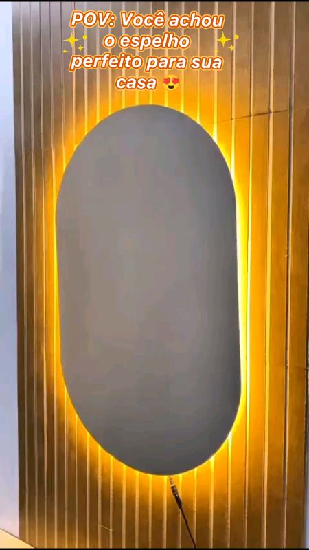 Espelho Grande De Parede Oval Com Led  Orgânico Banheiro Sala Quarto Luz Quente E Fria #espelho #decoracao #led