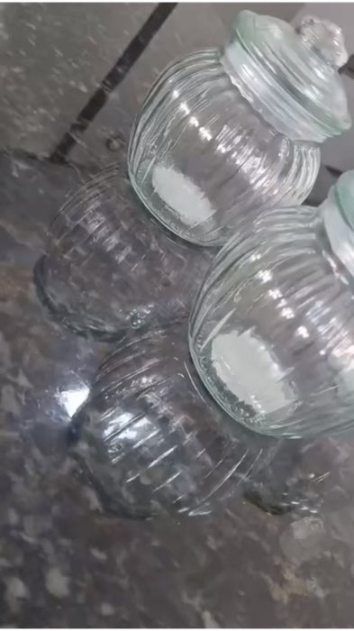 Pote de vidro canelado tampa hermética