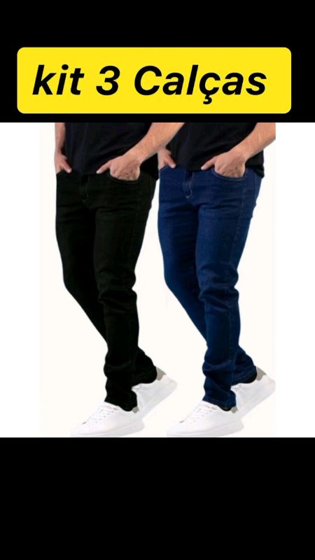 Dê uma olhada em Kit 3 Calças Jeans masculina estica muito costura reforçada envio imediato.#homem #masculino #masculina #calca