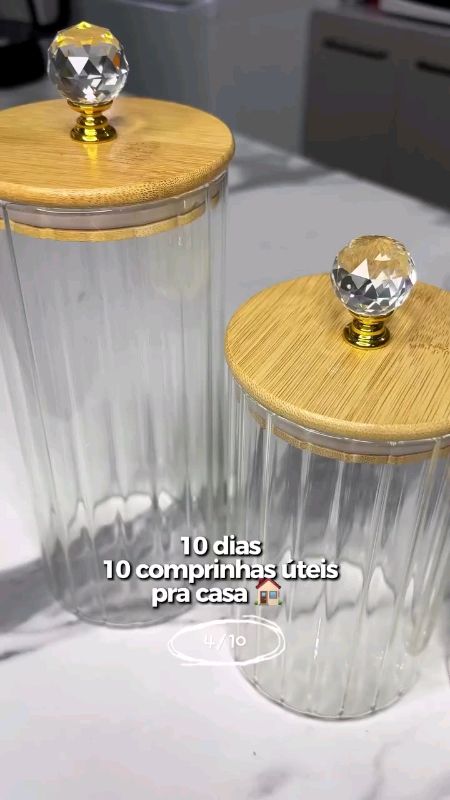 Kit Potes 3 Peças Caneladas Vidro