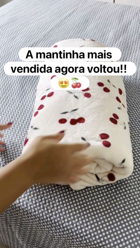 Manta Queen Cereja Microfibra 𝗧𝗼𝗾𝘂𝗲 𝗔𝘃𝗲𝗹𝘂𝗱𝗮𝗱𝗼 #manta #mantacereja #edredom #cobreleito #quarto #lençol