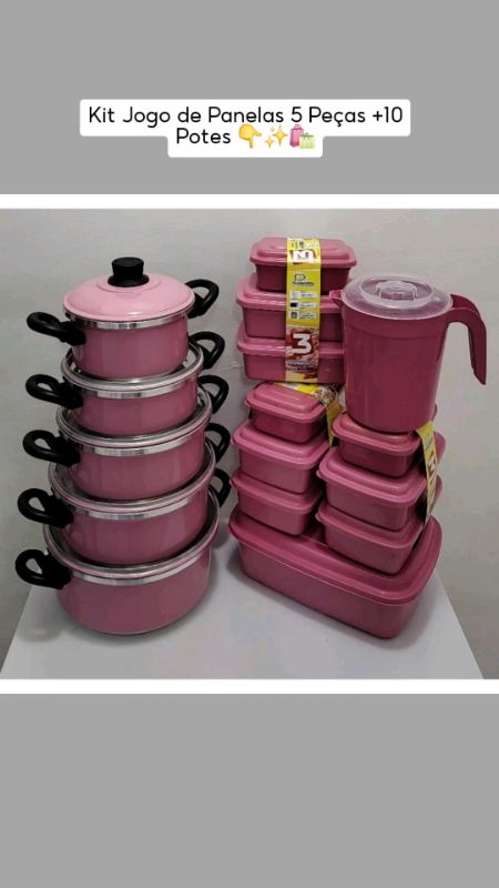 Kit Jogo de Panelas 5 Peças + 10 Potes 👆✨️🛍 #Panelas #jogopanela #pote