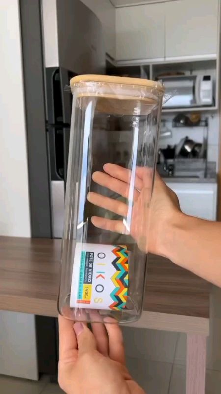 Kit 11 Potes Herméticos de Vidro — com tampa de bambu, ideal para organizar alimentos na cozinha  #PotesHerméticos #Organização #Cozinha #VidroEBambu