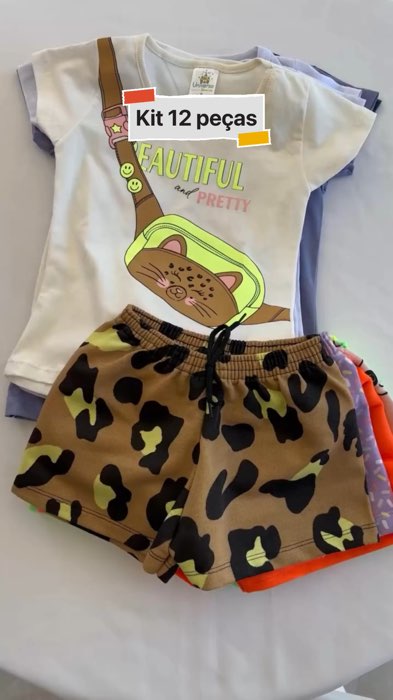 ￼Kit Sortido 12 Peças de Roupas Infantil Menina - 6 Camisetas + 6 Bermudas - Kit com 6 Conjuntos de Roupa Infantil Menina Verão Feminino #roupamenina