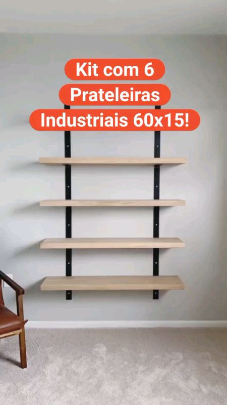 Kit Prateleiras 6 Unidades  #PrateleirasIndustriais #Decoracao #Organizacao #ShopeeBrasil #CasaOrganizada #MoveisIndustriais #DIYDecor