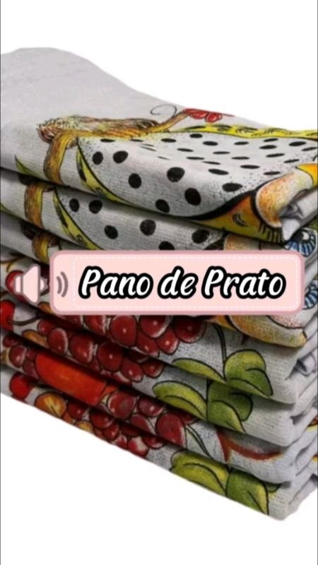 Pano De Prato Estampado Bainha Kit Com 10 Peças #panodeprato #cozinha #KitDePanos #lar #donadecasa #panoestampado