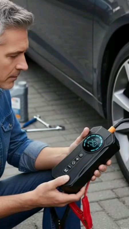 Bomba de Ar Portatil Compressor Inflator Multi-função 4 em 1 PowerBank 8kmah Bateria Calibrador de Carro Auto Pneu