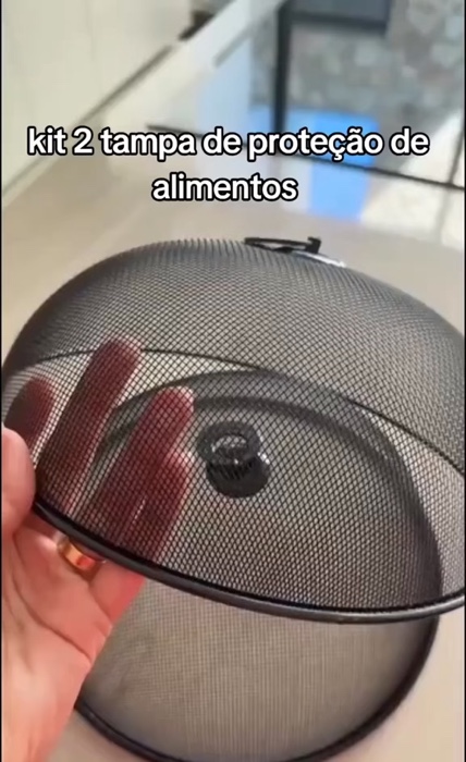 ￼Kit 2 Telas Protetora De Alimento Metálica Tampa Pães Fruta Alimentos frutas Bolo 25cm 30cm 35CM