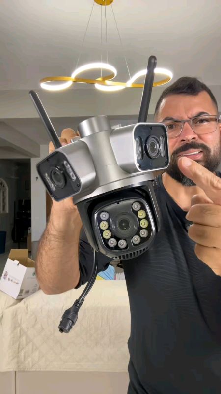 Camera de segurança Wi-fi 4k 3 lentes #camera #camera4k #cameraseguranca #camera3lentes