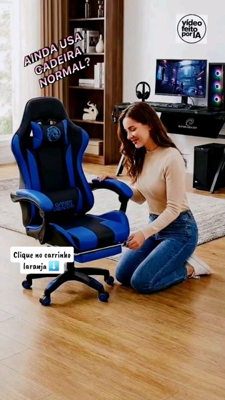 Cadeira de jogo profissional gamer Ergonomia Altura e encosto ajustável#cadeiragiratória #cadeiraescritório #cadeirajogos #escritorio #gamer #cadeira