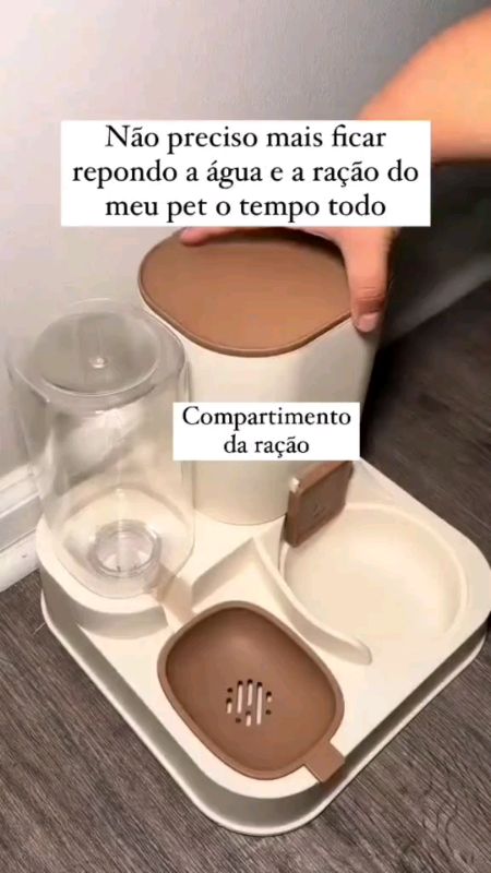 Kit Comedouro e Bebedouro Dupla Função Dispenser de ração 1 Litro de Água Comedouro Cachorro e Gato Cães e Gatos por R$49,90. #gatos #pote #comedouro