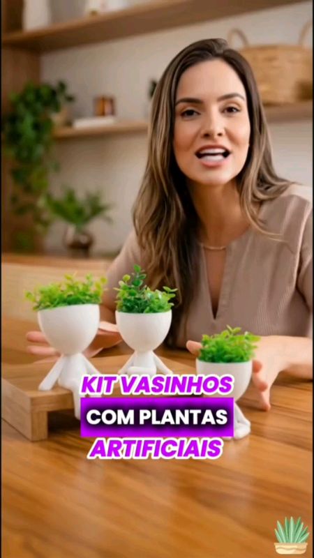 kit 3 mini vasos decorativos com pantas #kitdevasos #kitdeminivasos #plantasartificiais #minivasos #vasosbobrobert