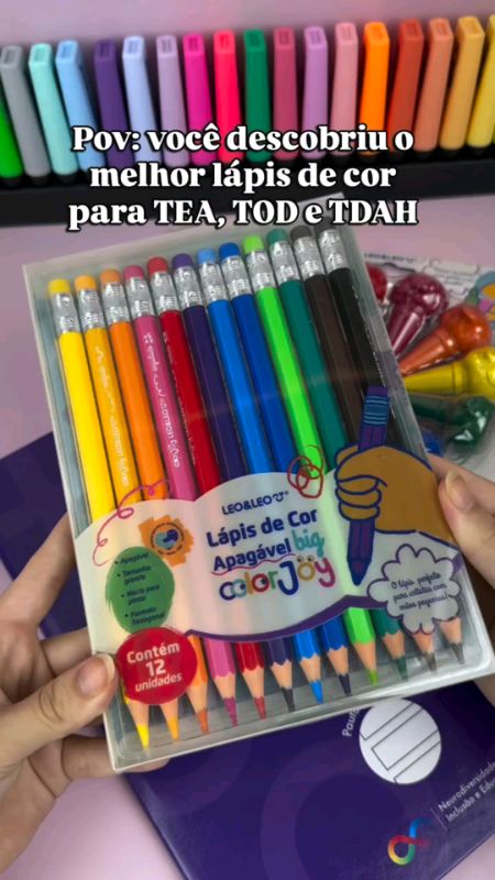 Lápis de Cor Apagável Color Joy Big Leo e Leo Grande 19cm Super Macio #lapisdecor #lapisapagavel #leoeleo #ColorJoy #materialescolar #pintura #pintar