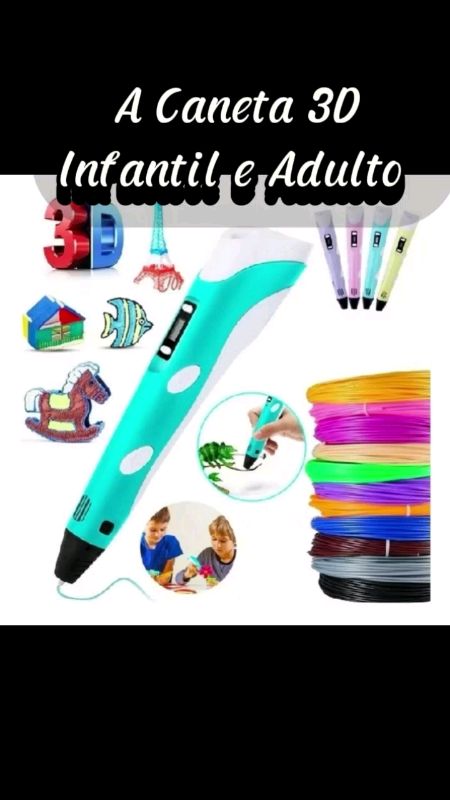 Garanta a do seu filho tbm😉Caneta 3D Impressora Manual Infantil e Adulto Com Filamentos DIY Filamento #caneta3d #impressora3d #desenho3d