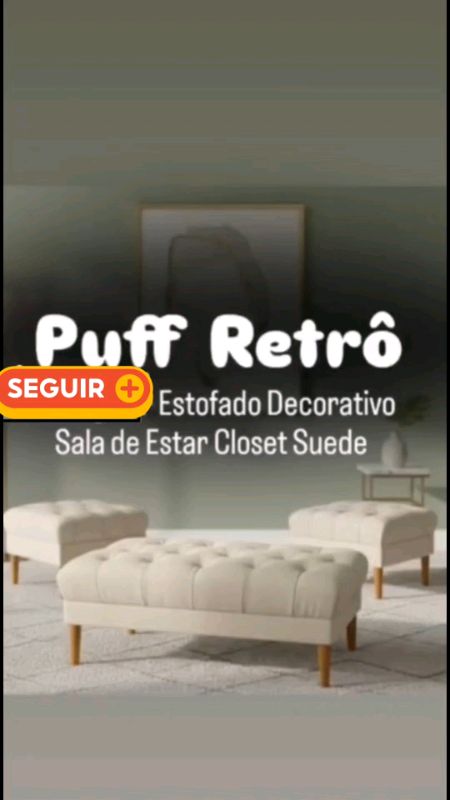 Puff retangular Suede retrô #puff #decoracao #moveisretro #achadinhos #acheinashopee