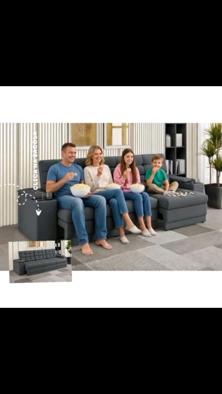 Sofá confort Premium retrátil/ reclinável com porta copos #SofáRetrátil #SofáReclinável #ConfortoEmCasa #SalaModerna #publi