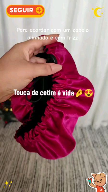 Touca de Cetim Luxo Dupla Face Cabelo Anti Frizz #cabelo #antifrizz #toucadecetim #luxo #duplaface