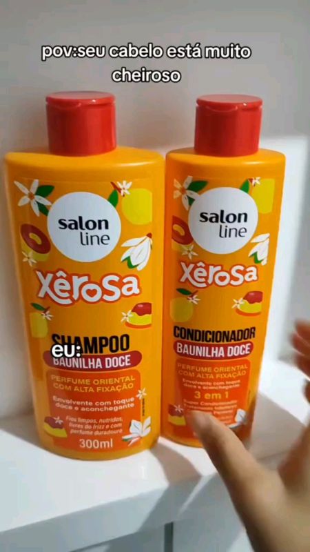 Kit shampoo e condicionador xerosa baunilha doce #kitshampooecondicionador #xerosabaunilhadoce #salonline #BaunilhaDoce #cremedecabelo #cacheadas