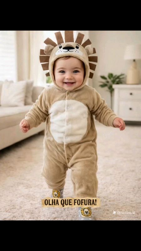 🦁 Conjunto de Macacão Temático Bichinhos com Pantufa para Bebê#macacaobebe #fantasiabebe #roupadebebe #bebeinverno #lookbebe #modabebe #bebefofo #mac