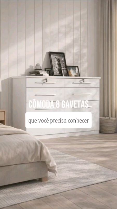 Comoda Monza 8 Gavetas com chaves suporta TV até 49" #comoda #quarto #casa #8gavetas #moveis