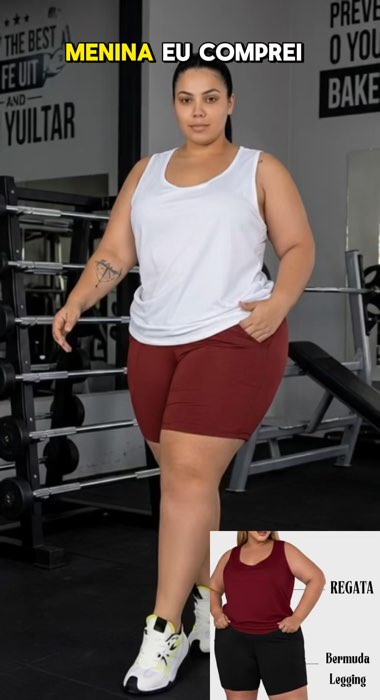 ￼Kit Bermuda Legging e Regata Plus Size #plubi #kitbermudalegging #kitacademia #academia #academiaplussize