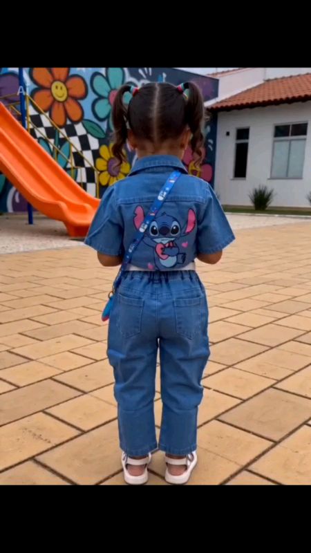 Roupa infantil Stitch menina blogueirinha Conjunto calça 4 peças#roupainfantil#conjuntocrianças#roupamenina