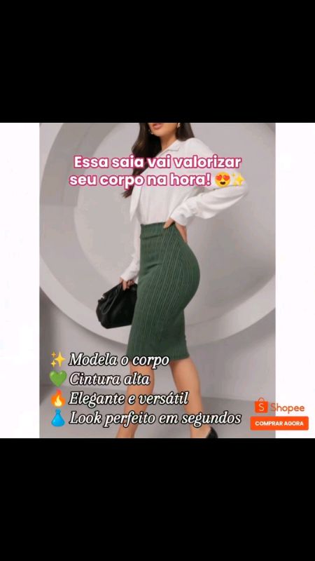 Saia Social Lápis Secretária Executiva Midi Moda Evangélica Feminina #lookfeminino #modafeminina #saia #lookelegante #tendencia #estilo #achadinhossho