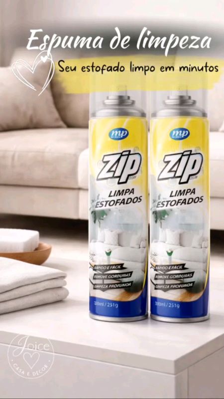 Espuma Spray Zip Clean 300ml Limpa a Seco Sofá, Estofado, Banco de Carro Limpeza Profunda#espumadelimpeza #zipespuma #limpezadeestofados
