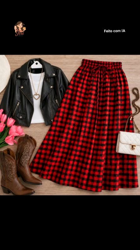 Saia Midi Xadrez Feminina, Festa Junina. #saia #saiafestajunina #moda #modafeminina