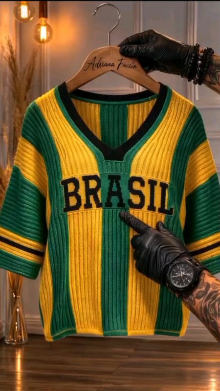 Copa do mundo 2026 - camisa seleção brasileira listrada decote V