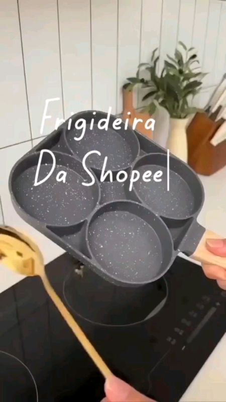Frigideira Antiaderente 4 partes ovo hambúrguer 🍔 #frigideira #4partes #Antiaderente #casanova #qualidade #praticidade