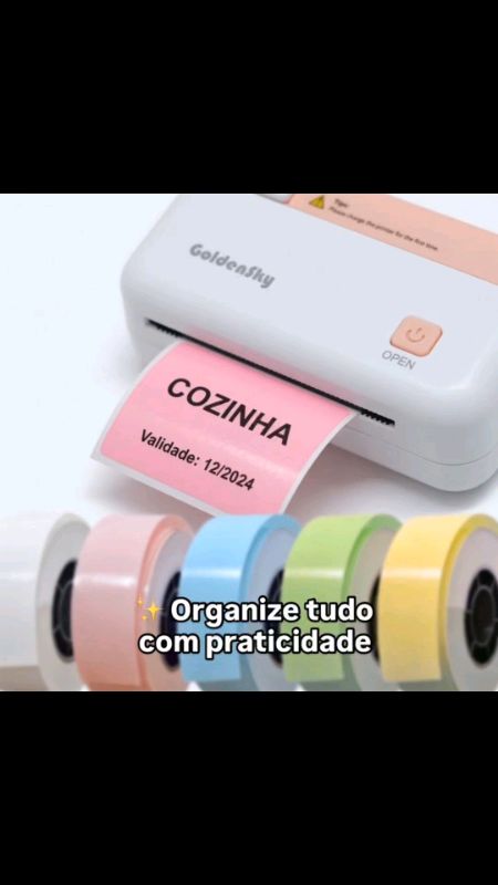 Impressora Térmica Etiqueta Colorida Portátil 15mm+ Rolo Etiqueta Seguimento #impressoraportatil #impressoradetiquetas #organizacao #organizecasa #cas