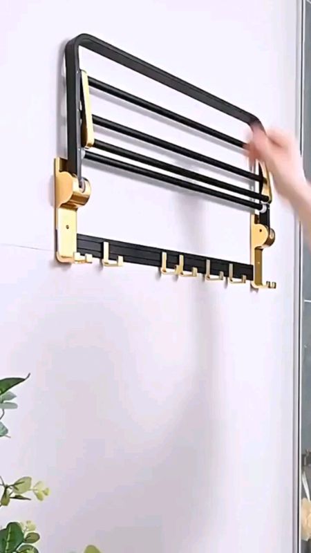 Rack de armazenamento de banheiro em alumínio  dourado preto #rack #rackdearmazenamento #rackparabanheiro