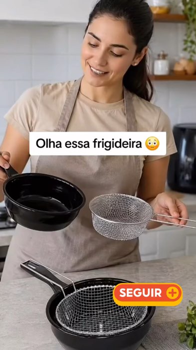 Frigideira Esmaltada com Cesto de Fritura. Mais praticidade e menos bagunça na hora da fritura #promoção
