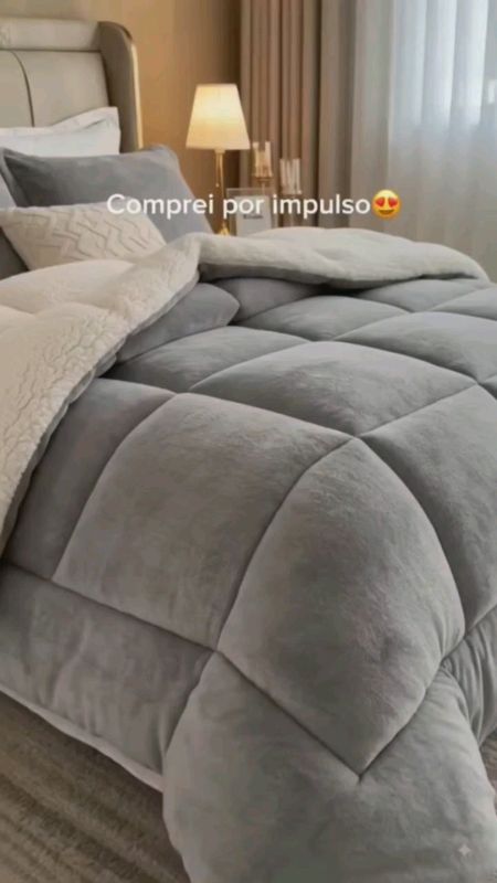 Coberdrom Edredom casal Queen Manta Sherpa micropercal dupla face 400 fios #edredom #sherpa