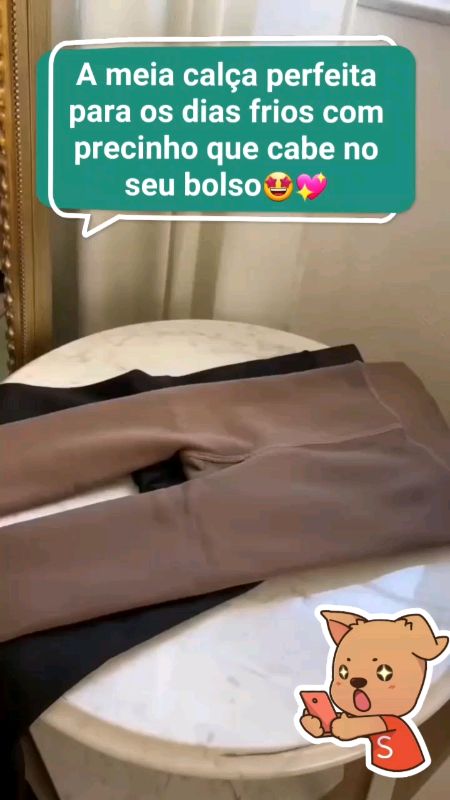 🥶 Parece fina, mas é peluciada e super quentinha! O segredo para ficar estilosa no frio. 🔥✨ #ShopeeAchados #ModaInverno #MeiaCalcaTermica