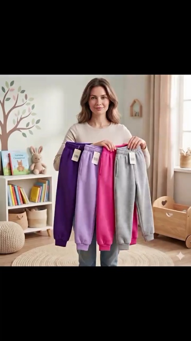 Kit calça moletom infantil apeluciada menina