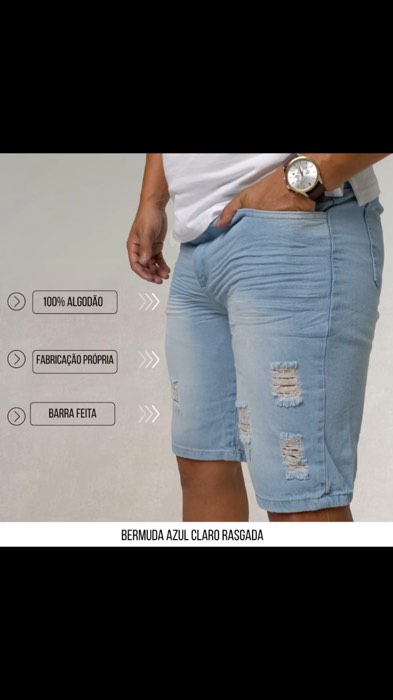 kit 2 bermuda rasgada #bermuda #jeans #moda #masculino #foryou #ofertasimperdíveis