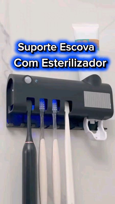 Aplicador Pasta de Dente Suporte Dispenser Escova Automático Com Esterilizador Porta Escova #suporteescova #dispenser #portaescovadental