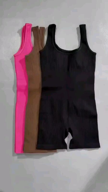 Macaquinho Feminino academia Canelado Curto Anarruga Ajustado Feminina Estilosa #macaquinho #academia #fitnes