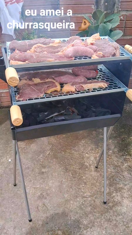 ! #Churrasqueira a #Carvão 105cm Com 2 #Grelhas Inclusas em Aço Reforçado P/ Espetinho#churrasco