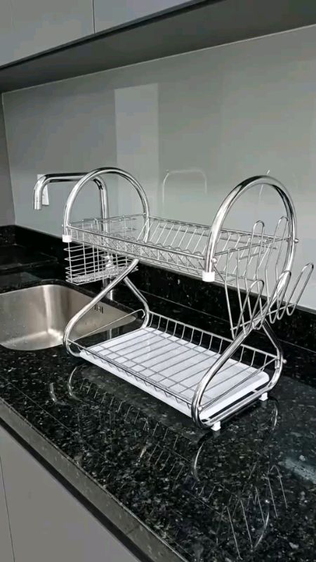 Escorredor de louça inox 14 pratos organizador de conzinha #escorredor #prato #louça #Inox #organizador #conzinha #pia