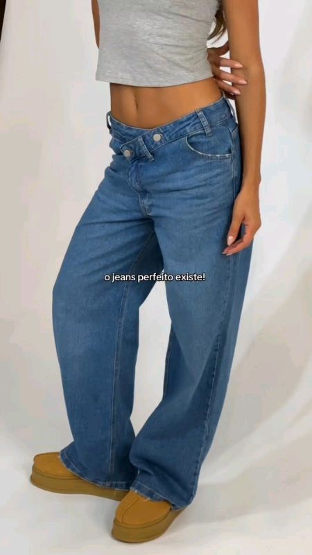 Calça Jeans Cós Torto Deslocado Assimétrico #calca #calcajeans #calcacostorto #calcaassimetrica #cóstorto