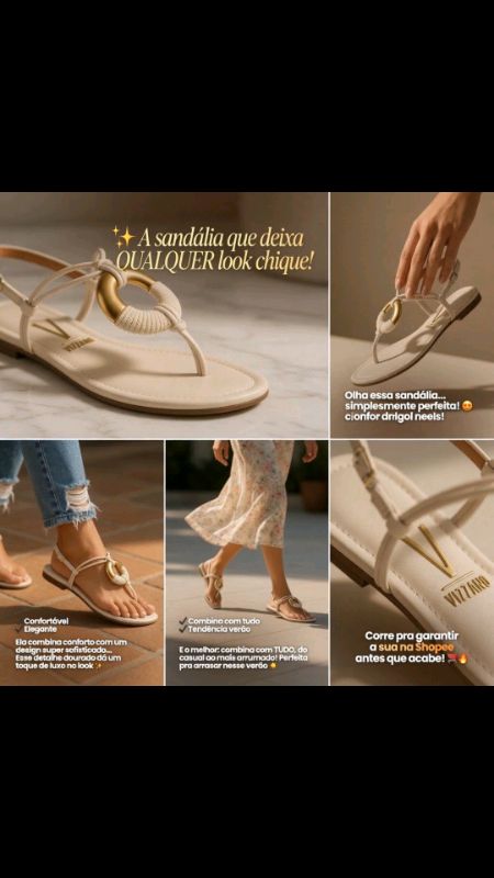 Sandalia Rasteira Feminina #sandaliafeminina #lookverao #modafeminina #estiloelegante #tendencia2026 #achadinhosshopee #dicasdemoda #lookdodia #Fashio