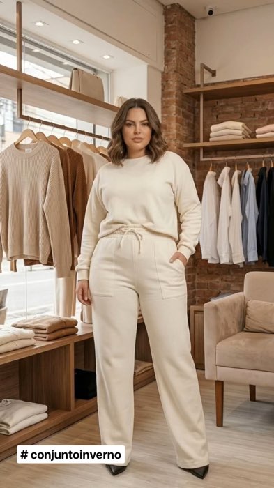 Conjunto Moletom Feminino Plus Size Pantalona e Blusa Manga Longa e #PlusSizeBrasil #ModaPlusSize #ConjuntoMoletom #LookConfortavel #estiloplussize