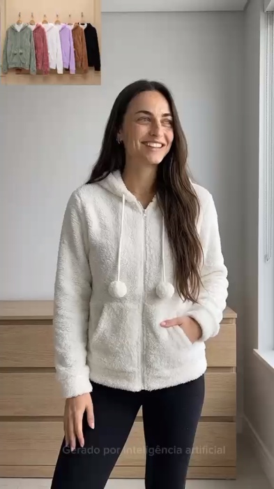 Blusa Frio Casaco Moletom Pelinho Inverno Feminino New El Shop #moletom #casaco #inverno #pelinho #feminino #conforto #looks #fy #viral #shopeevideos